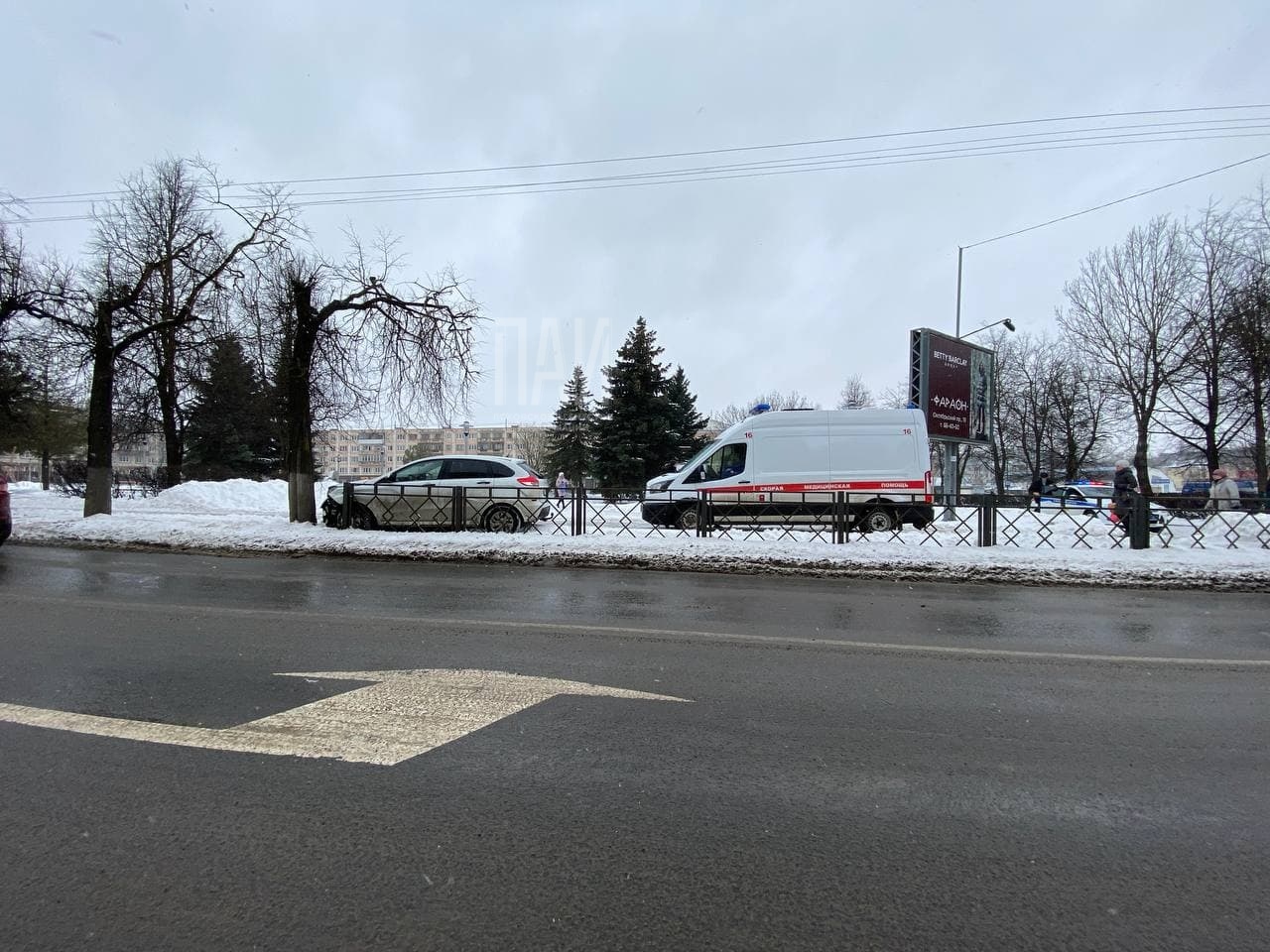 Водитель врезался в дерево в Пскове