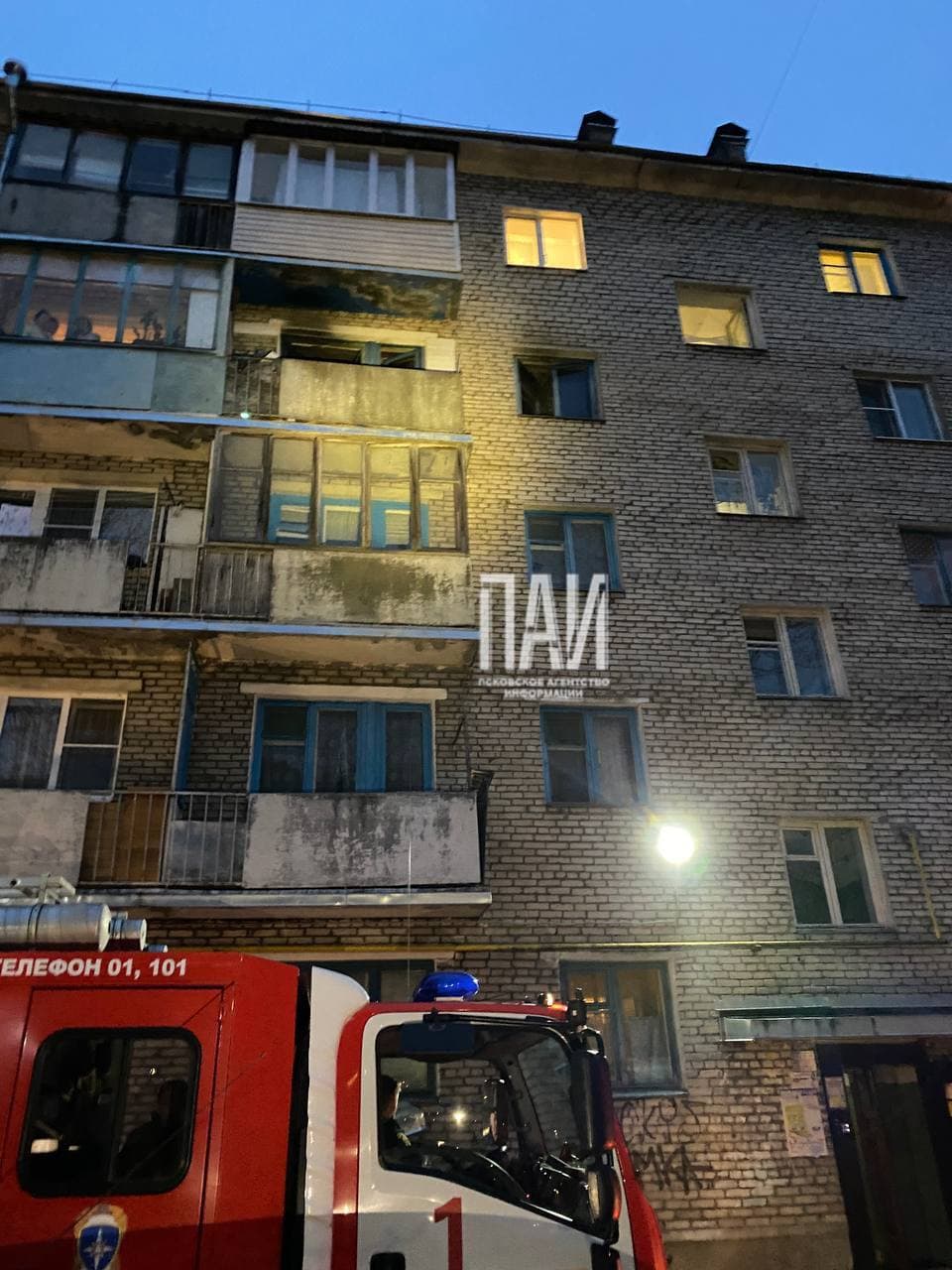 7 человек и кота эвакуировали в результате пожара на улице Красноармейской в Пскове