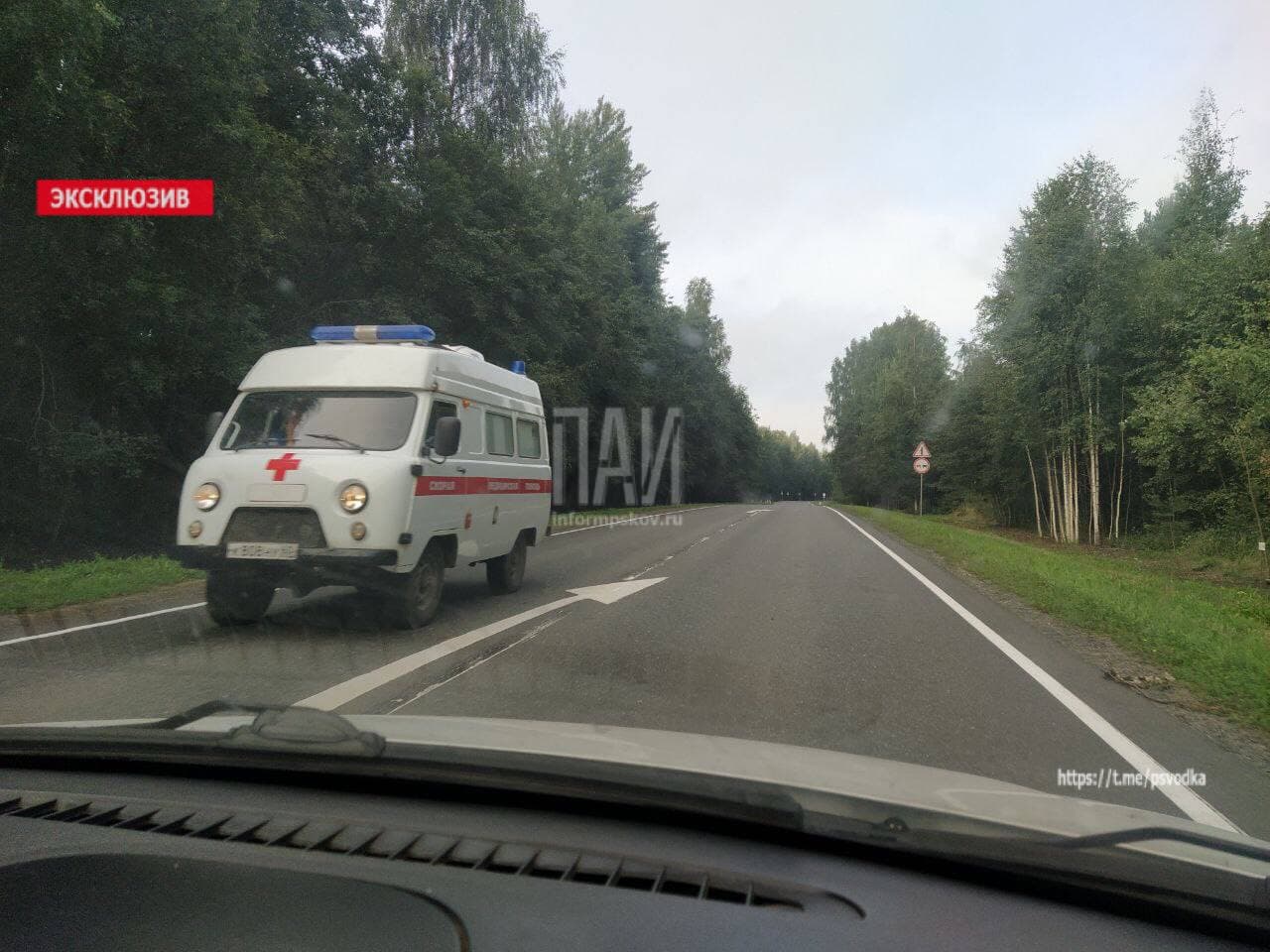 Автомобиль столкнулся с опорой освещения в Порховском районе