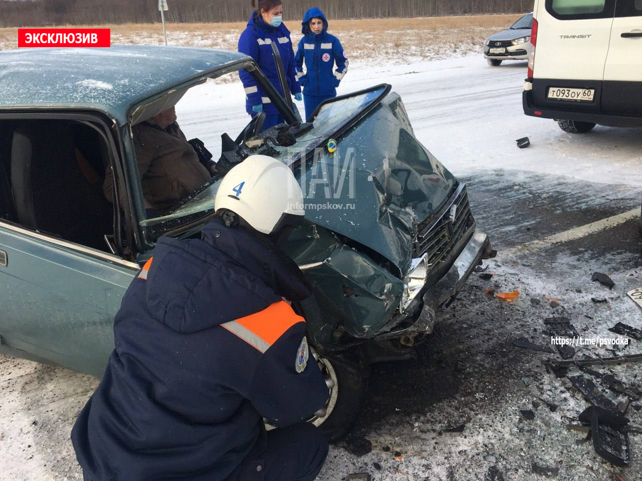 Двоих водителей госпитализировали после ДТП на Северном обходе в Пскове