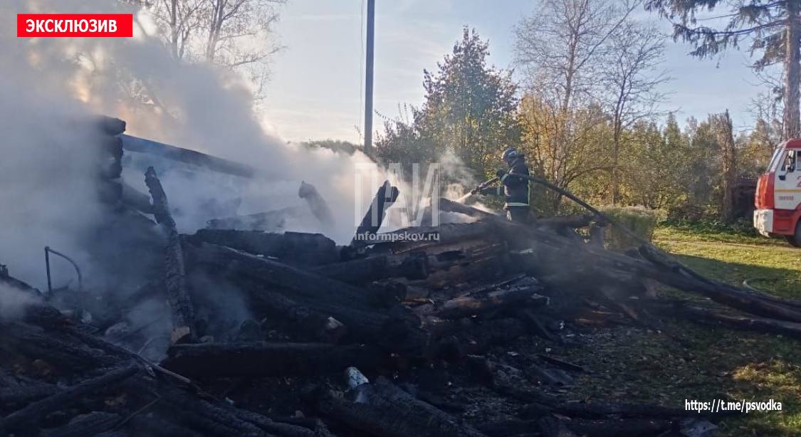 Жилой дом сгорел в Порховском районе 