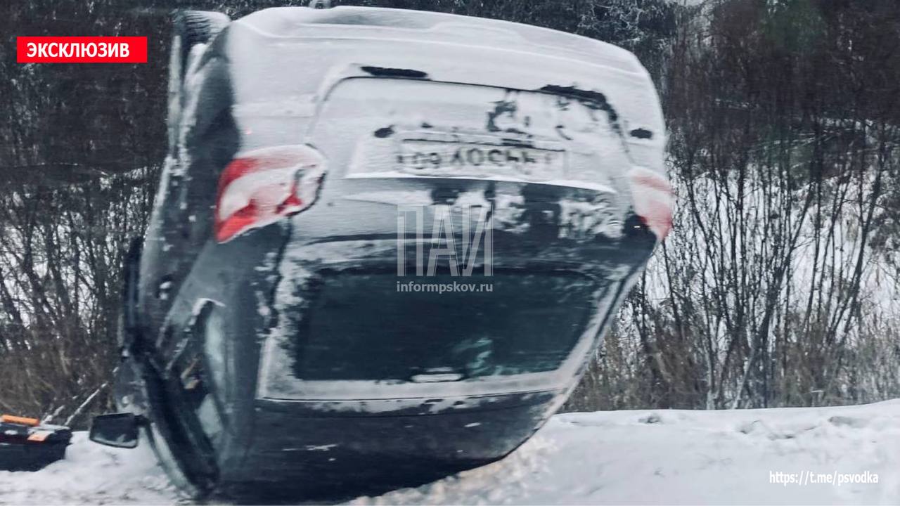 Автомобиль вылетел в кювет в Великолукском районе