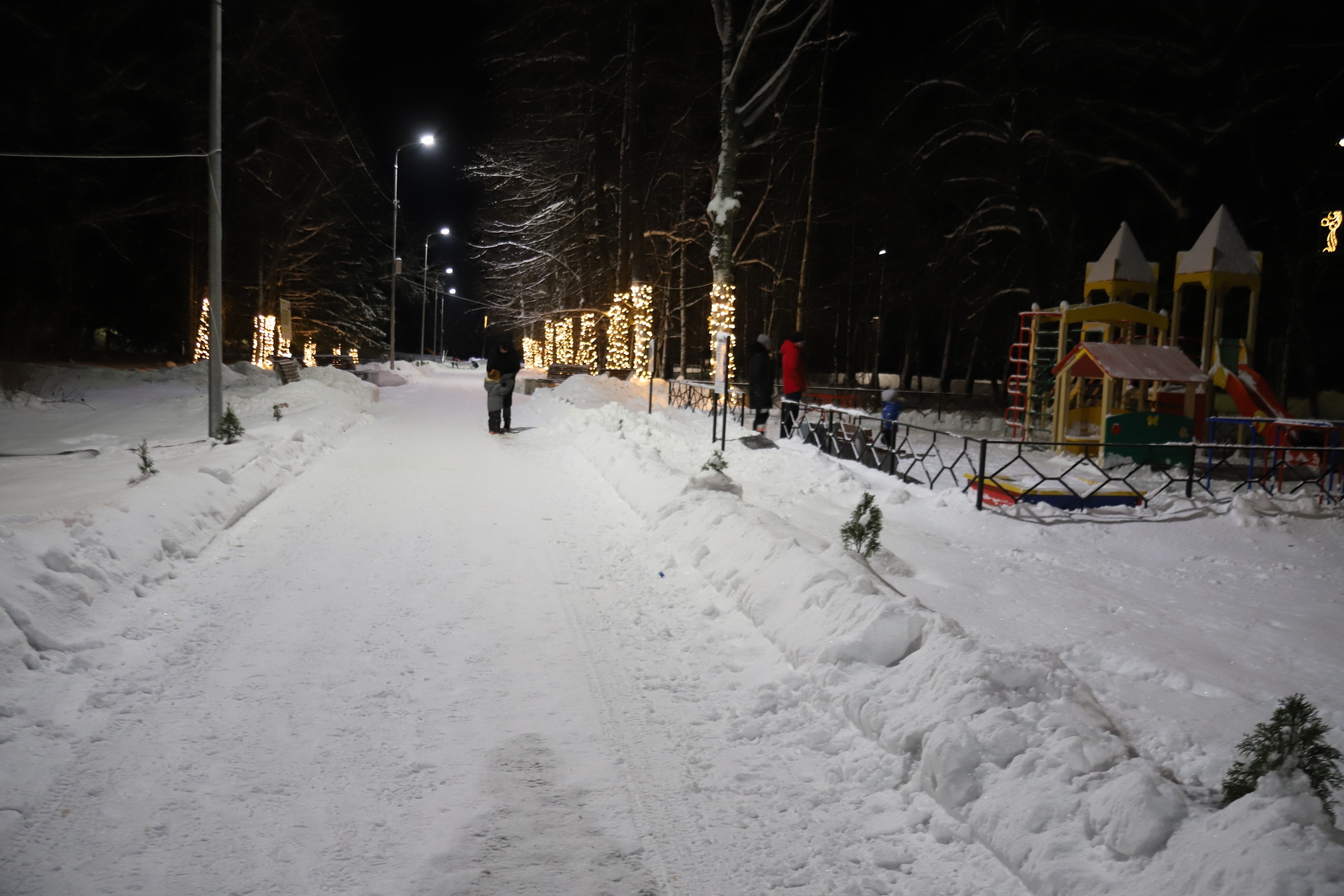 Новогодние украшения появились в центральном парке Куньи