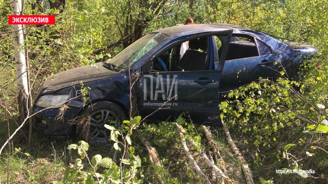 Автомобиль вылетел в кювет в Псковском районе