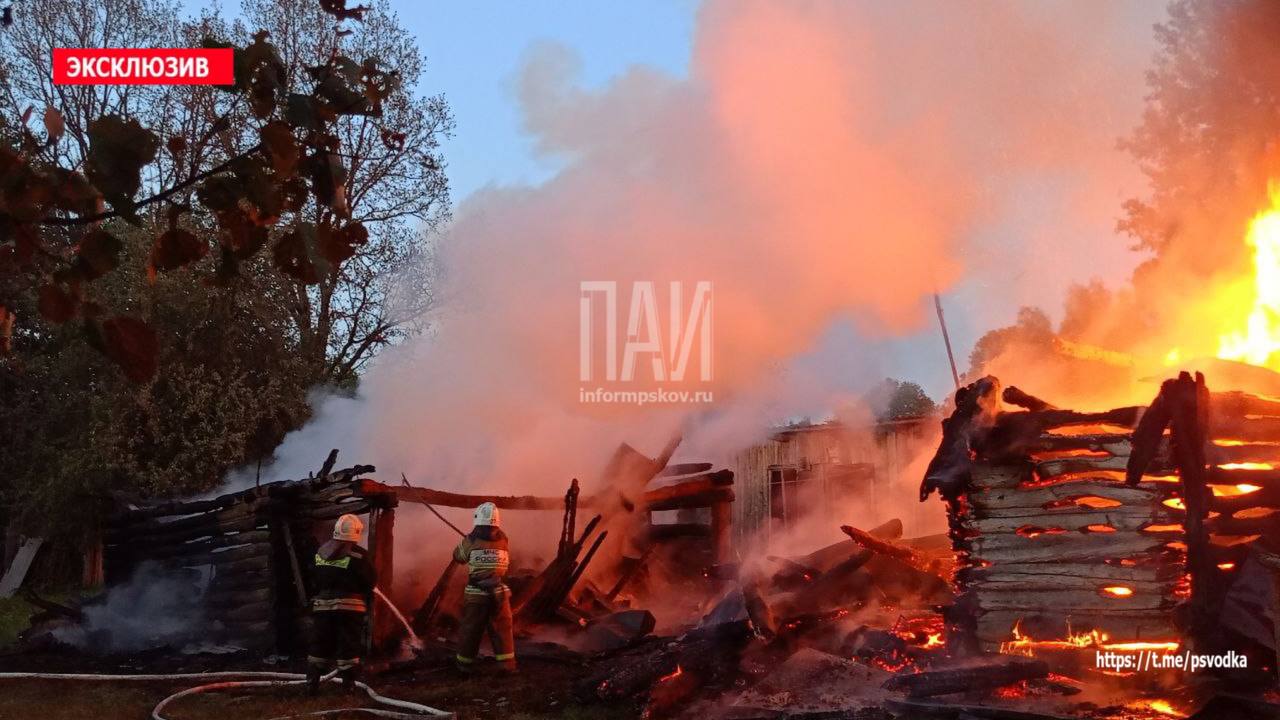 Пожарные ликвидируют возгорание жилого дома в Пушкиногорском районе