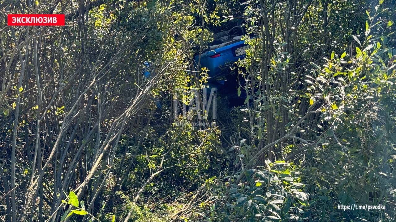Водитель и пассажир чудом уцелели при опрокидывании автомобиля в Псковском районе