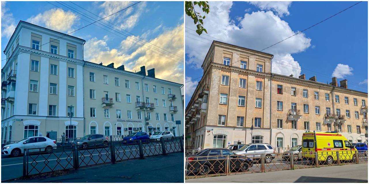 Фасад дома на четырех углах отремонтировали в Пскове