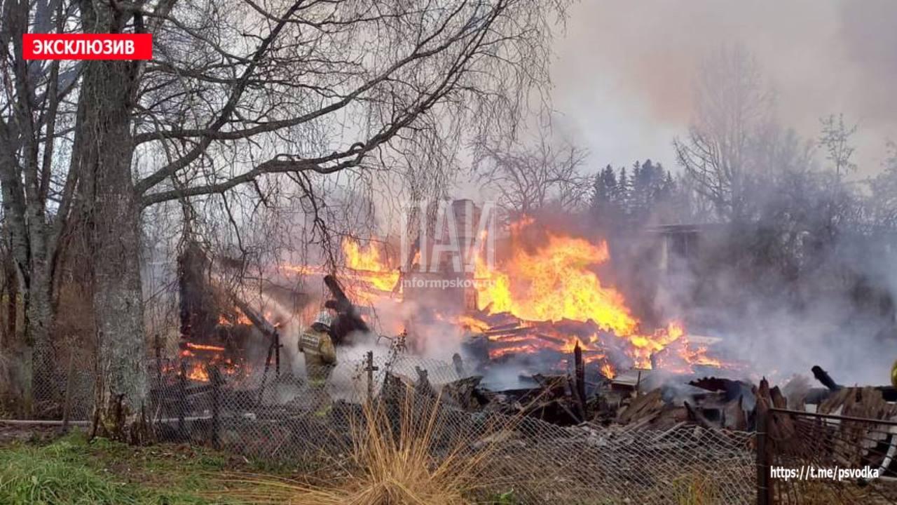 Жилой дом сгорел в Плюсском районе