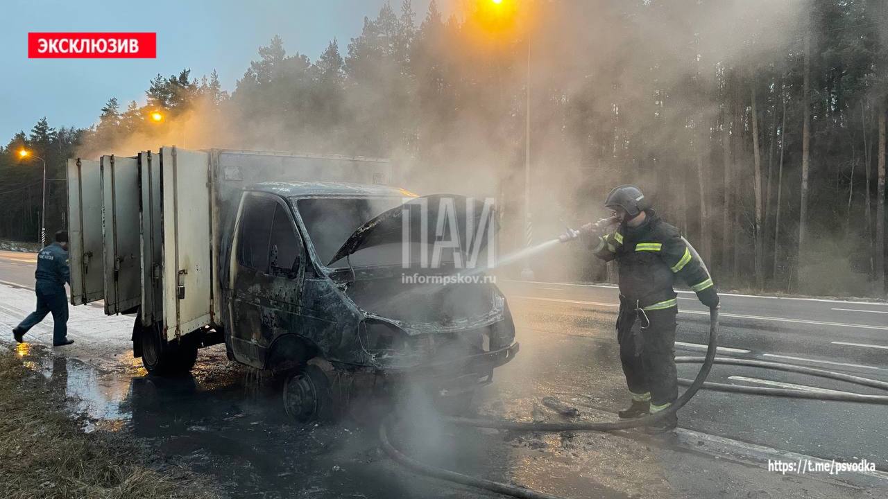 Грузовик загорелся на дороге в Опочецком округе