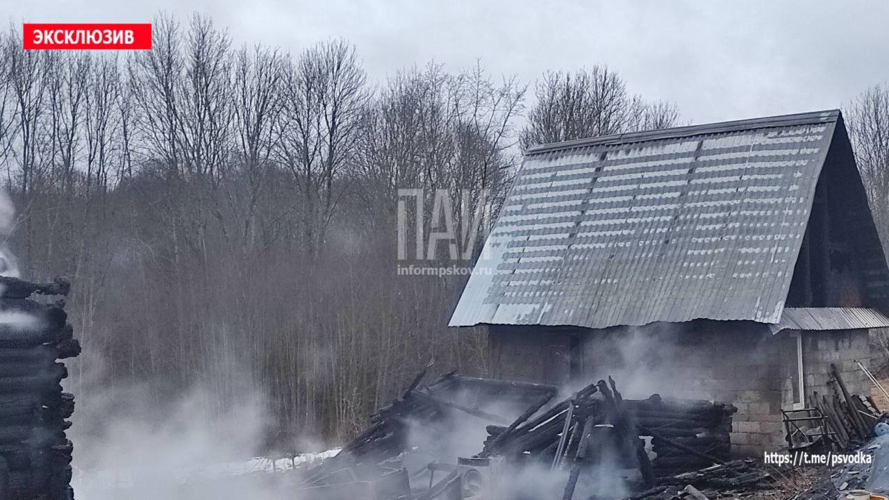 Дом горит в деревне Нивки Дедовичского района