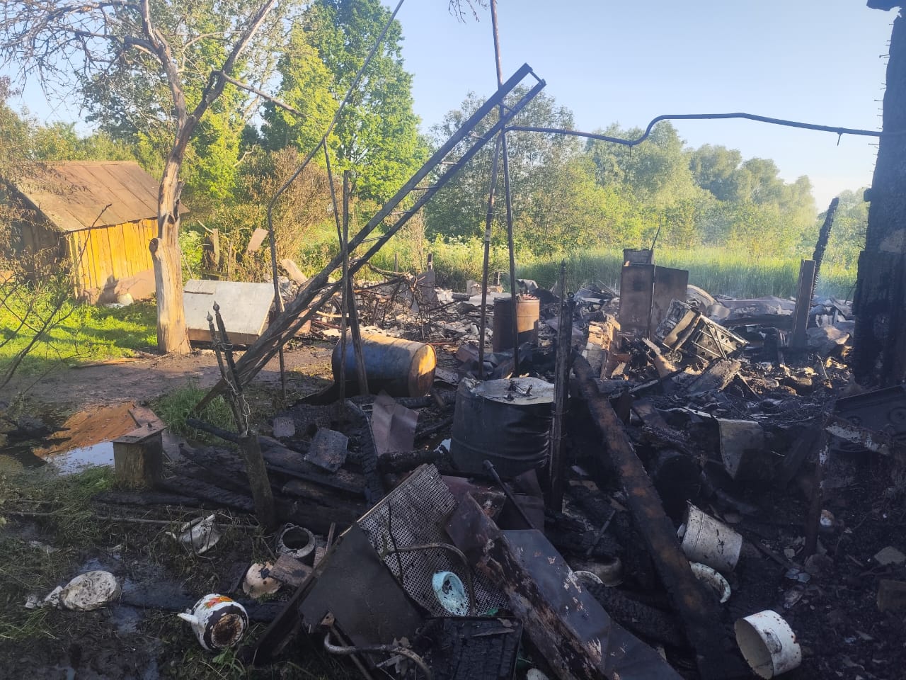 Пожар в деревне Лющик