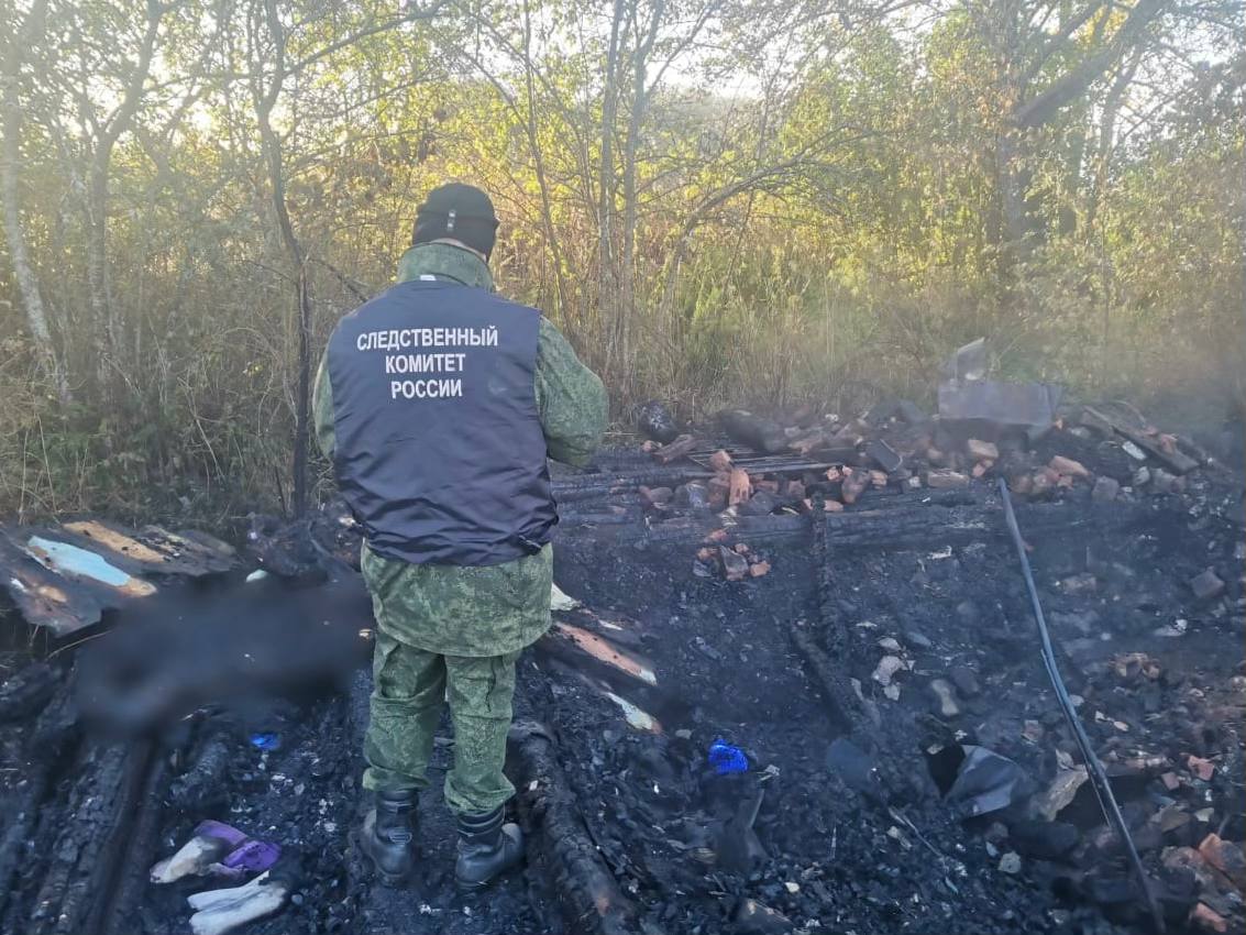 Место пожара в деревне Китово Себежского района