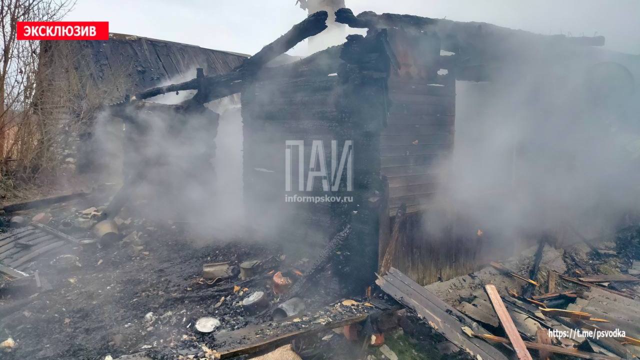  Фото с места пожара в Себежском районе, где обнаружили двух погибших