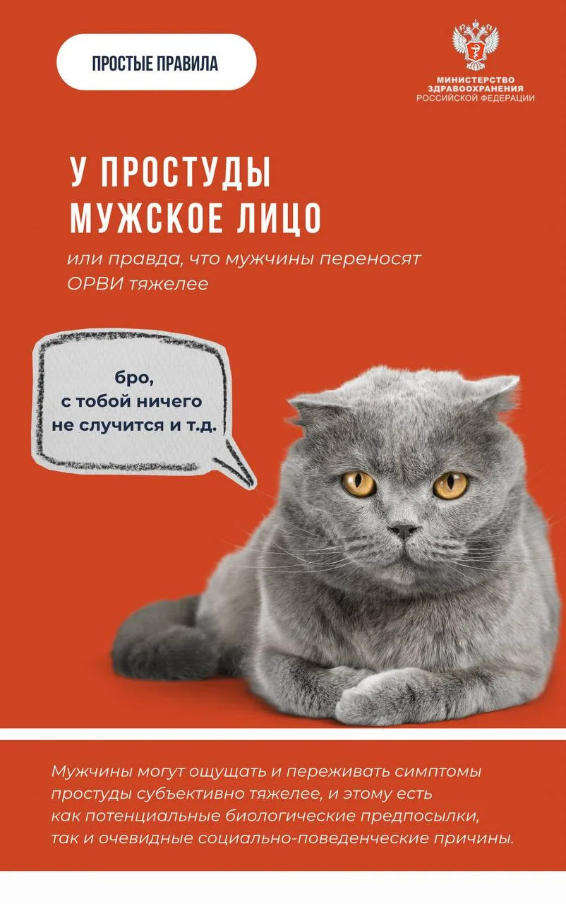 Эксперты: мужчины могут переносить ОРВИ тяжелее